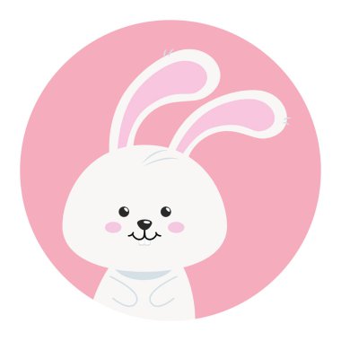 Dairesel çerçevede sevimli bir tavşan.