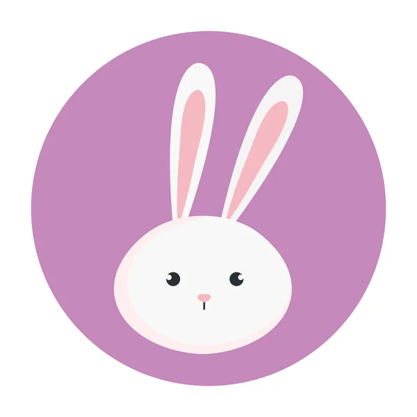 Head of cute rabbit in frame circular — Stock Vector