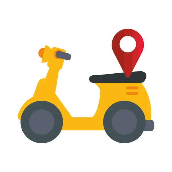 İzole dağıtım motosikleti ve GPS işaretli vektör tasarımı — Stok Vektör