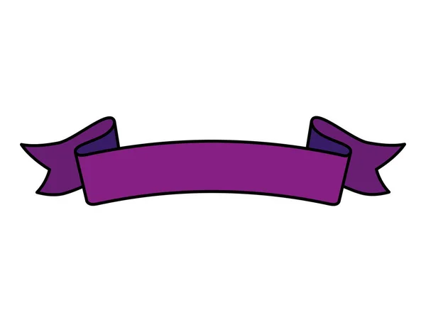 Ribbon purple decoration isolated icon — Stock Vector