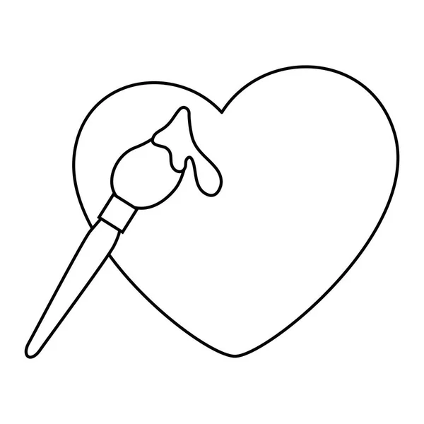 Paint brush with heart isolated icon — Stock Vector