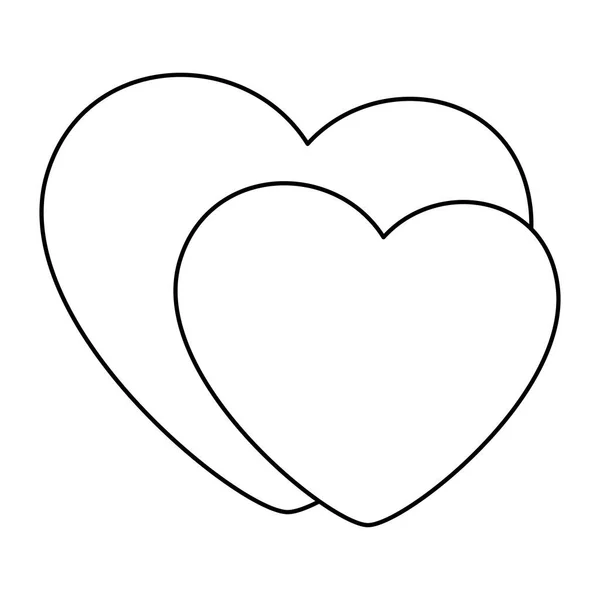 Lindos corazones línea estilo iconos — Vector de stock