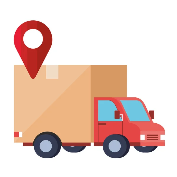 Izolovaná dodávka kamion a GPS značka vektor design — Stockový vektor