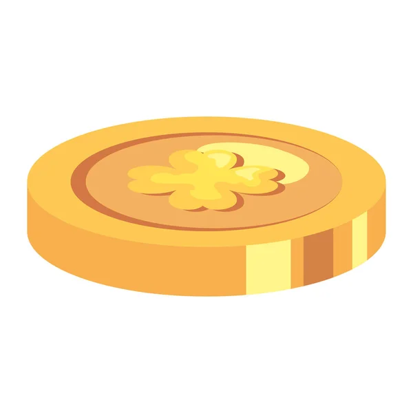 Mynt med klöver isolerade ikon — Stock vektor