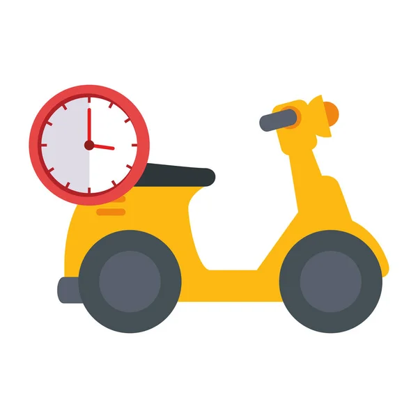 Design de vetor de motocicleta e relógio de entrega isolada — Vetor de Stock