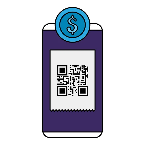 Smartphone device with scan code qr and coin — Stockvektor