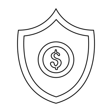 Kalkan izole edilmiş simgede bozuk para doları