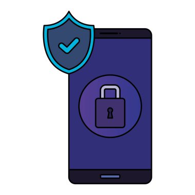 smartphone with padlock and shield