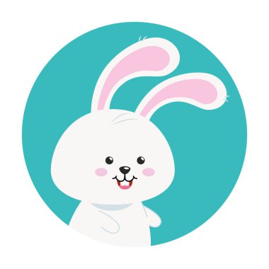 Dairesel çerçevede sevimli bir tavşan.