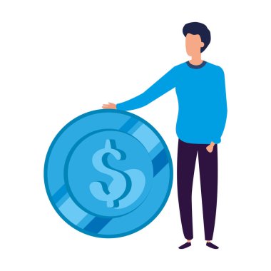businessman elegant with coin isolated icon
