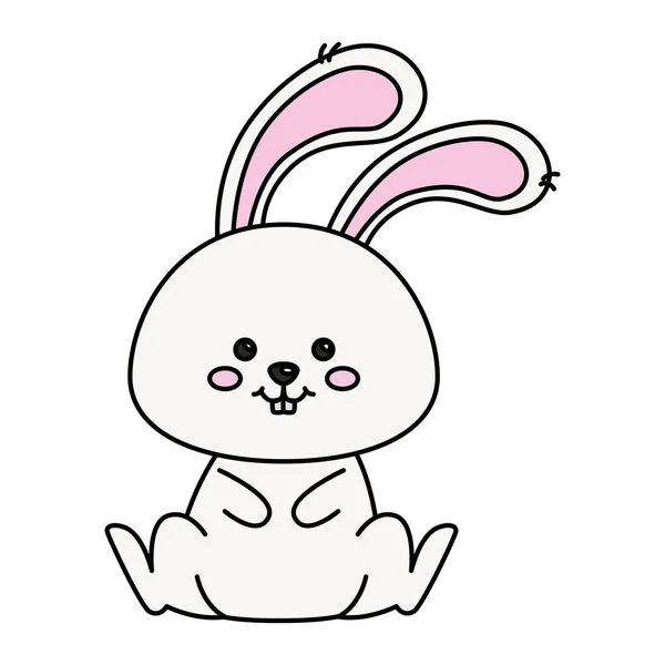 Cute rabbit animal isolated icon — Stock Vector