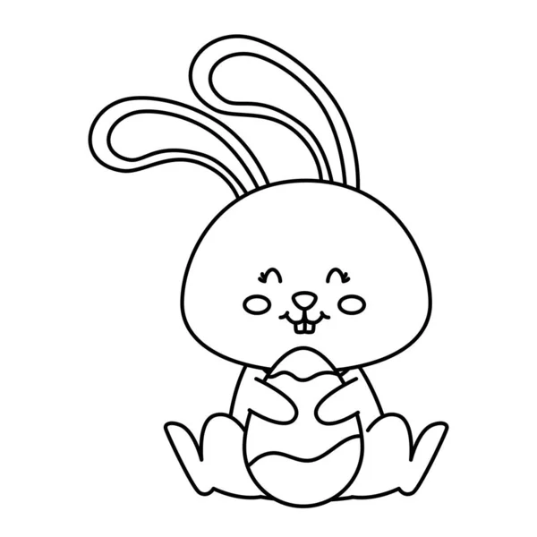 Cute rabbit with egg easter isolated icon — Stock vektor