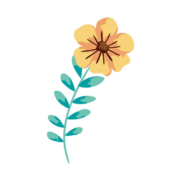 Милый цветок с веткой и листочками — стоковый вектор