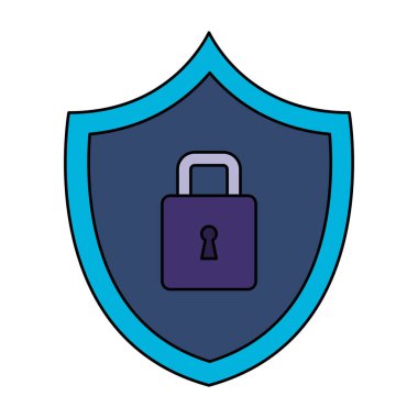 izole asma kilit simgesi ile kalkan