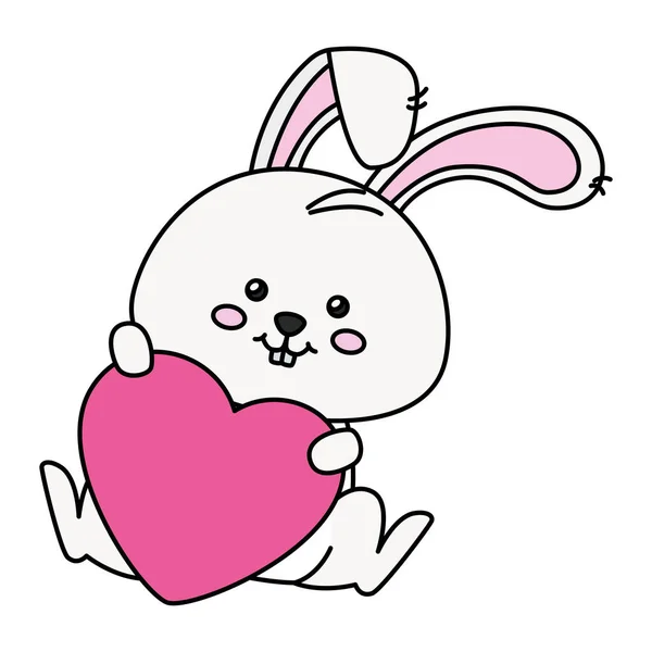 Cute rabbit with heart isolated icon — Wektor stockowy