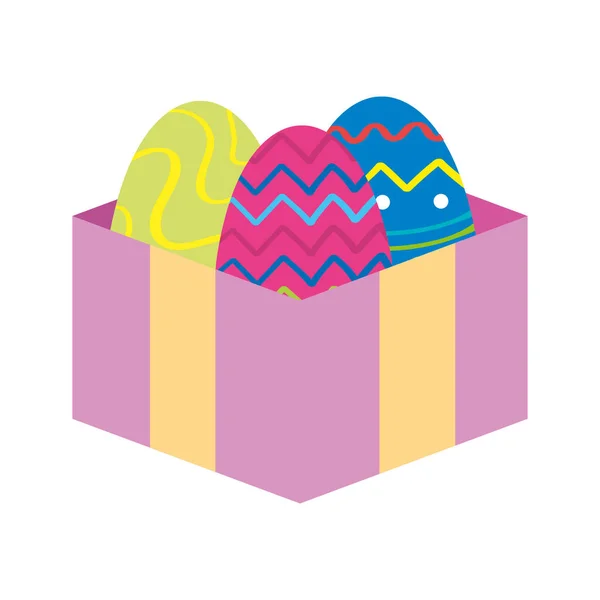 Set of cute eggs easter in gift box — Stock Vector