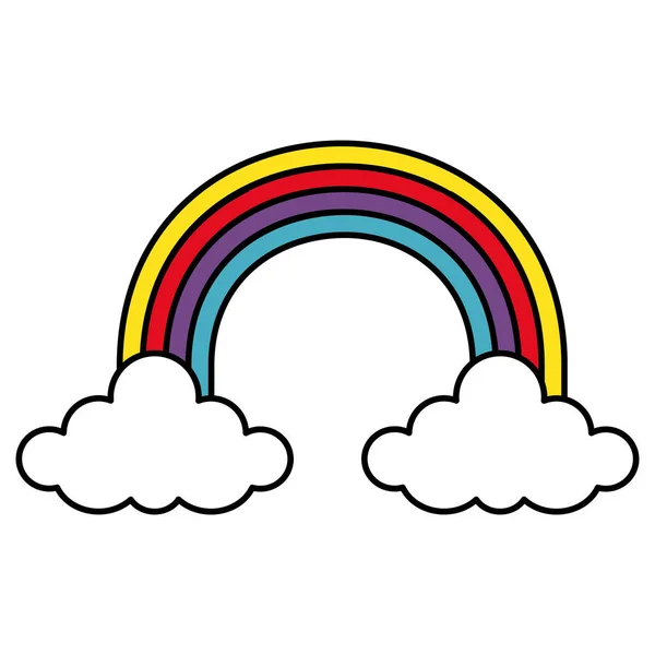 Regnbåge med moln isolerade ikon — Stock vektor