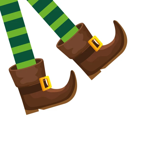 Leprechaun legs with boots isolated icon — Stock Vector