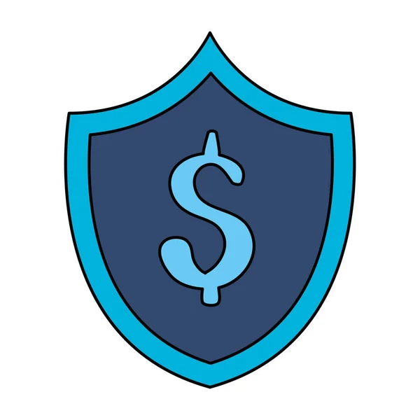 Escudo con símbolo dólar icono aislado — Vector de stock