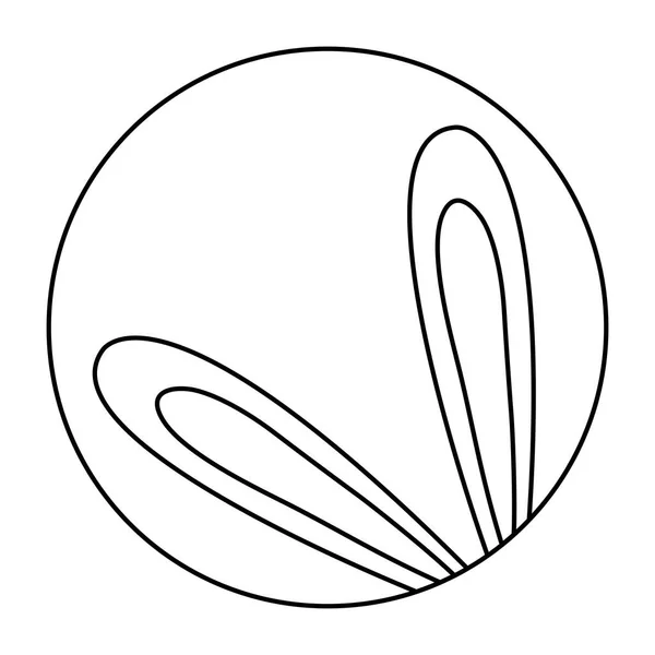 Niedlichen Ohren von Kaninchen in Rahmen kreisförmige Ikone isoliert — Stockvektor
