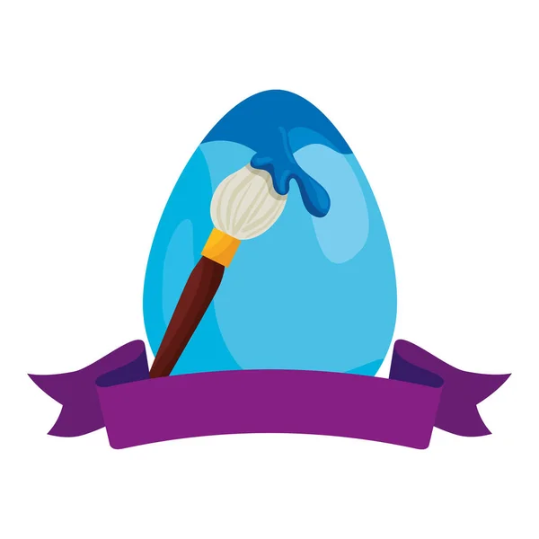 Drăguț ou Paști cu pensulă de vopsea — Vector de stoc