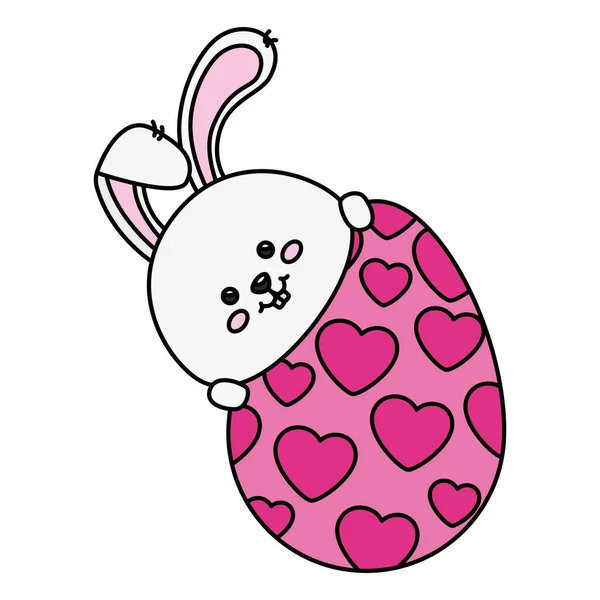 Cute rabbit with egg easter isolated icon — Stockový vektor