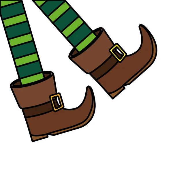 Leprechaun legs with boots isolated icon — Stock Vector