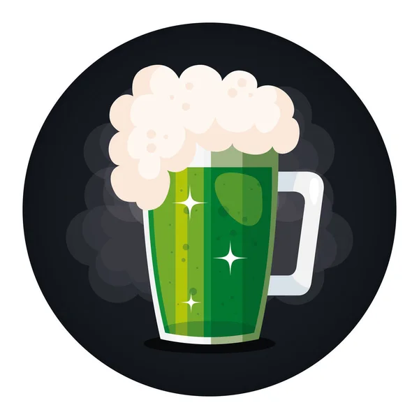 Pot de bière dans un cadre circulaire — Image vectorielle