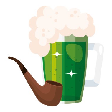 beer jar with pipe smoking isolated icon