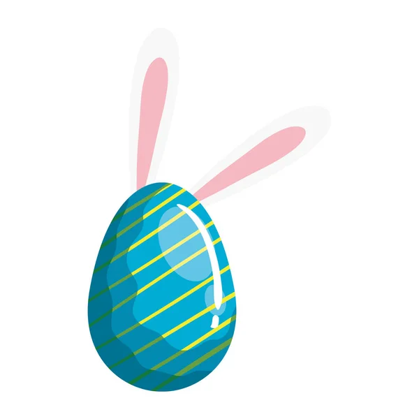 Cute egg easter decorated with stripes and ears rabbit — 图库矢量图片