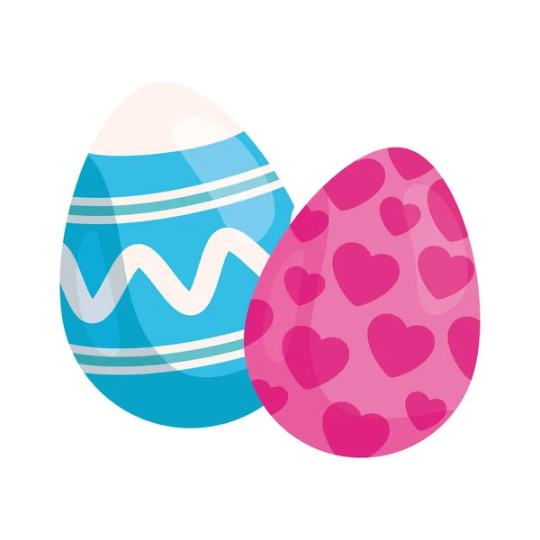 Conjunto de ovos bonitos Páscoa decorada — Vetor de Stock