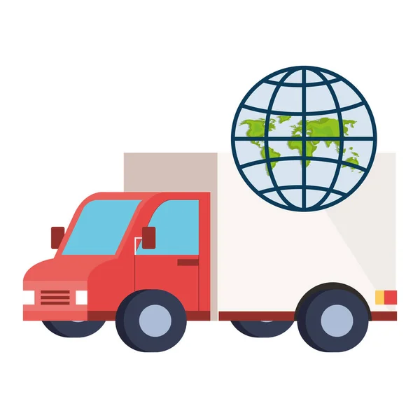 Geïsoleerde bestelwagen en wereldwijd bol vector ontwerp — Stockvector