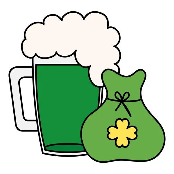 Frasco de cerveja com saco de dinheiro ícone isolado — Vetor de Stock