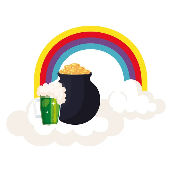 Regenboog met ketel en bierpot — Stockvector