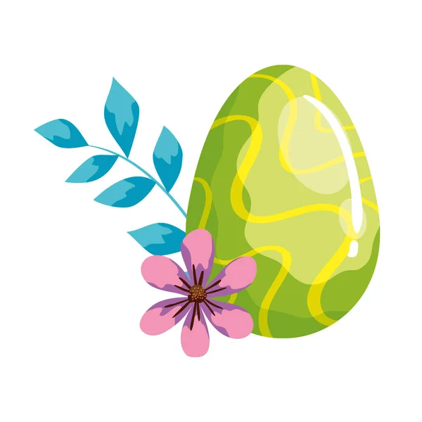Милые пасхальные яйца украшенные волны линии и цветок — стоковый вектор