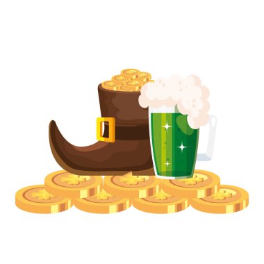 Leprikon çizmeli ve biralı para.