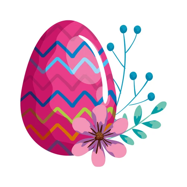 Egg easter decorated with gemetric lines and flower — Stok Vektör