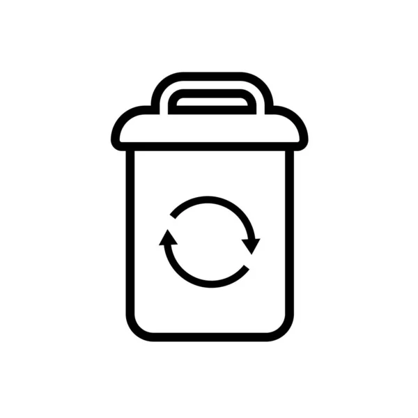 Arrows recycle symbol in waste bin line style — Stock Vector