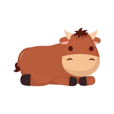 cute ox farm animal character