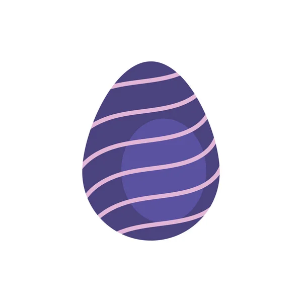 Easter egg painted with waves stripes flat style — Stock Vector