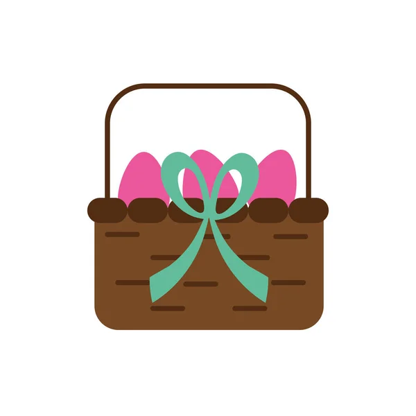 Ovos de primavera pintados em estilo plano cesta —  Vetores de Stock