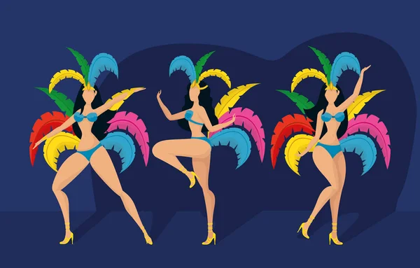 Brezilya karnaval posteri ve güzel garotalar. — Stok Vektör
