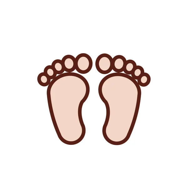 Linha de impressão de pés humanos e estilo de preenchimento — Vetor de Stock