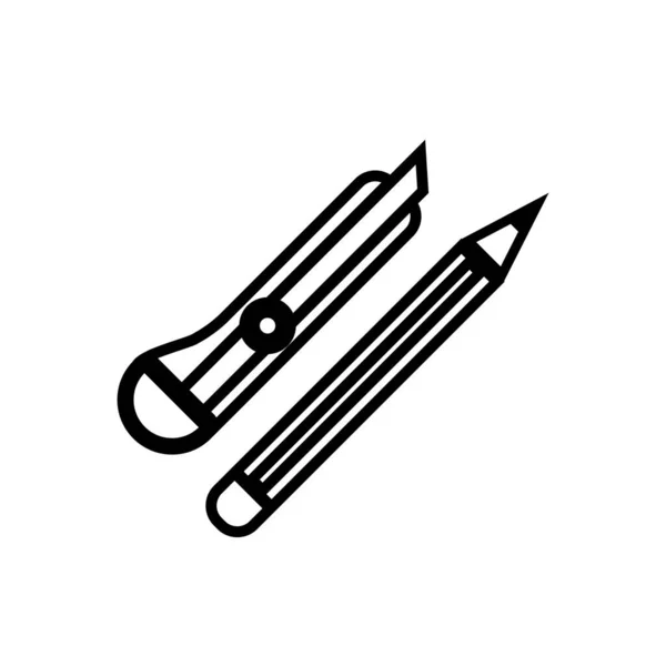 Scalpel and pencil supplies isolated icon — 스톡 벡터