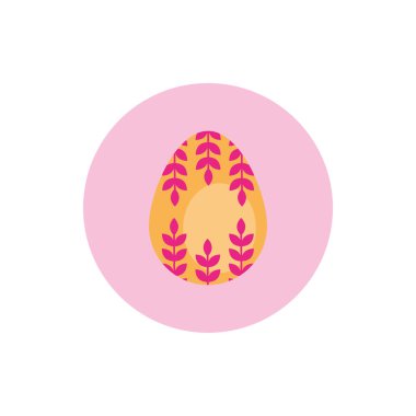 easter egg painted with leafs block style