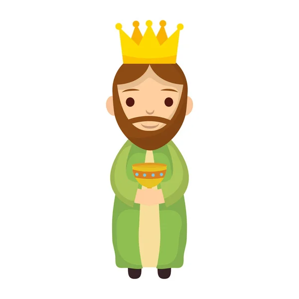 Wize man king manger character — Stock Vector