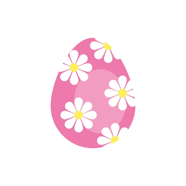 Huevo de Pascua pintado con flores de estilo plano — Vector de stock