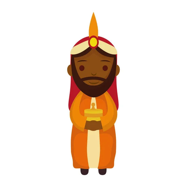 Afro wize człowiek król postać żłób — Wektor stockowy