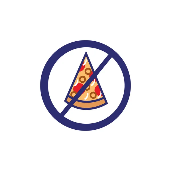 Non mangiare l'icona del segnale della pizza — Vettoriale Stock