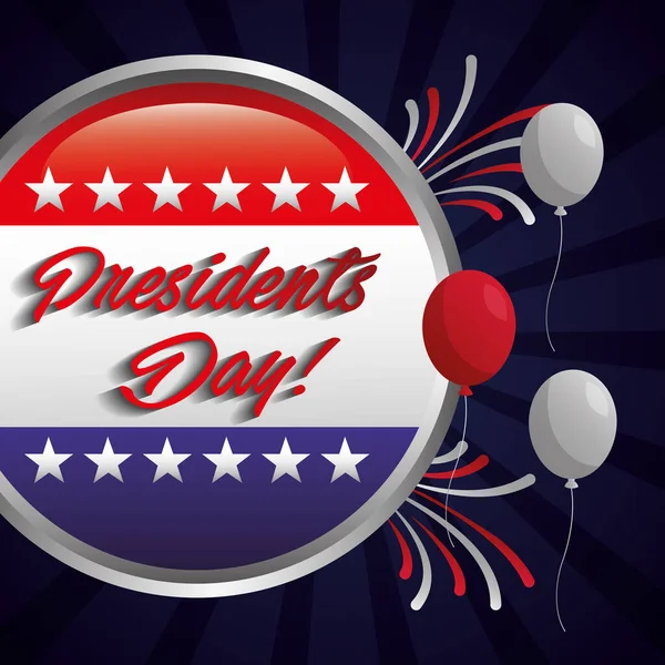 Happy presidents day celebration poster with flag seal stamp — 스톡 벡터
